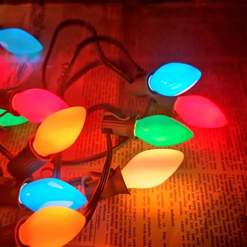 Vista 9 de Bombillas de repuesto C7, bombillas de Navidad multicolor, base de candelabro E12, incandescente de 5 vatios para luces de cadena al aire libre
