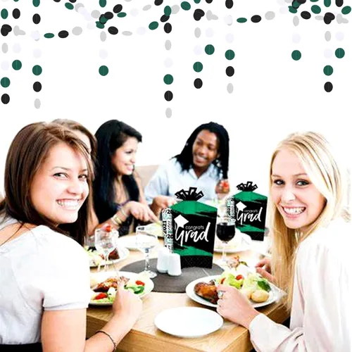 Vista 7 de Decoraciones de fiesta de fútbol negro verde plateado - 30 piezas de serpentinas de graduación de fútbol, pompones de papel de seda, guirnalda