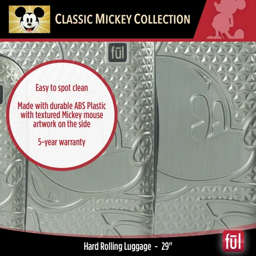 Vista 7 de FUL Disney Mickey Mouse - Maleta rígida con ruedas giratorias plateado Disney Mickey Mouse - Maleta rígida con ruedas giratorias