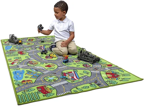 Vista 5 de Alfombra infantil con diseño de vida urbana, aprende a divertirse, educativa para niños, sistema de tráfico vial, centro de actividad multicolor