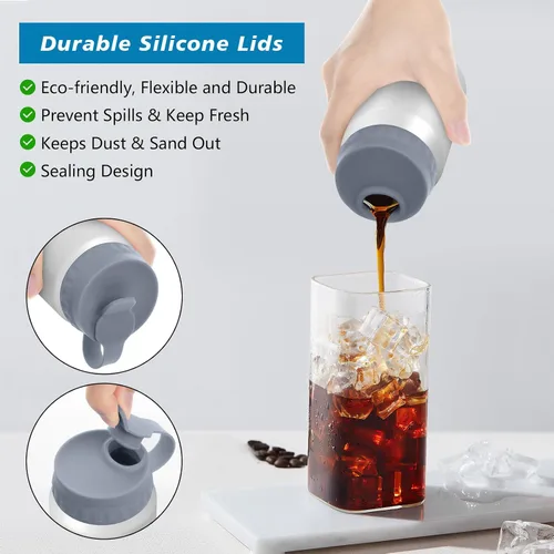 Vista 4 de Cosmos Tapa de silicona para latas de bebidas, tapón antiderrames para latas de bebidas de tamaño regular (gris + amarillo)