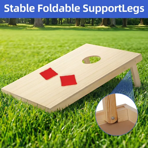 Vista 4 de JupiterForce Juego de cornhole portátil para juegos al aire libre, tableros de cornhole de madera maciza regulables con bolsa de transporte, 8