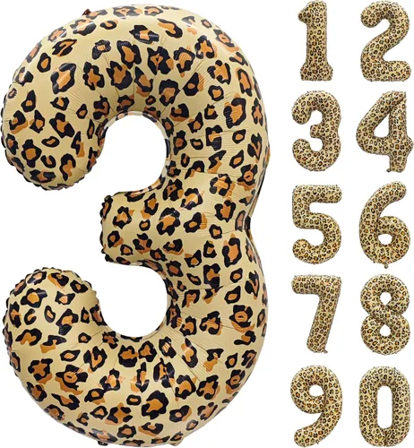 Vista 6 de Decoraciones de globos de letras de feliz cumpleaños con estampado de Estampado de leopardo