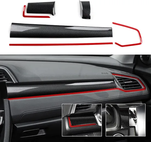 Vista 25 de Calcomanías de cubierta de altavoz de pilar para Honda Civic 2016 2017 2018 2019 2020 2021 10ª generación Accesorios ABS fibra de carbono pegatinas