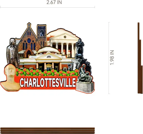 Vista 3 de Imán de madera de Charlottesville de Estados Unidos 3D para nevera, recuerdos coleccionables, decoraciones artesanales hechas a mano