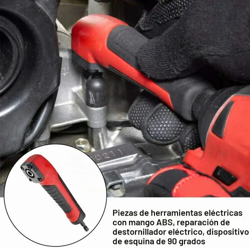 Vista 2 de Accesorio de ángulo recto, destornillador eléctrico, dispositivo de esquina de 90 grados, mango de ABS, adaptador de enchufe de broca de taladro