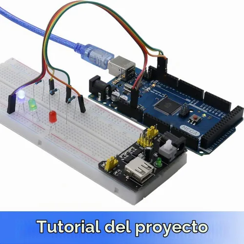 Vista 4 de Kit completo de iniciación de proyectos electrónicos STEM para Arduino con Mega2560, LCD1602, servo, motor paso a paso, sensores, tabla de pan