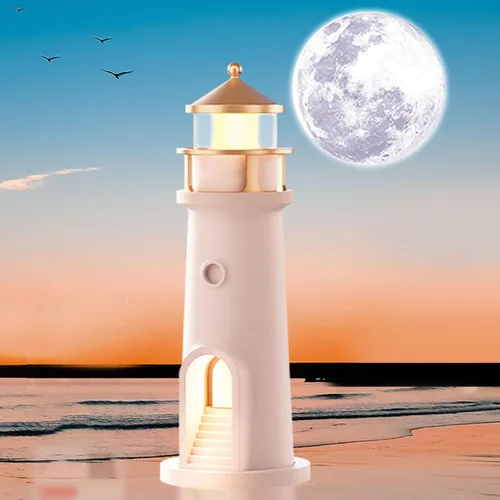 Vista 7 de Zunate Lámpara de luna proyector de luces nocturnas con sensor de movimiento, lámpara de faro de luna, lámpara de mesa LED recargable para niños