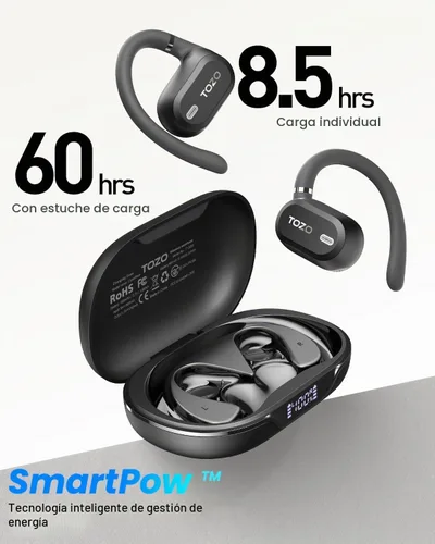Vista 7 de TOZO Auriculares OpenWear Open Ear con traducción AI en tiempo real más de Negro mate