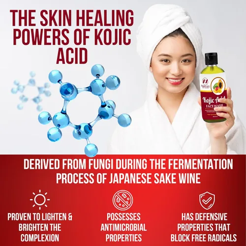 Vista 2 de Jabón facial y corporal de ácido kójico, jabón natural de ácido kójico para hiperpigmentación, jabón iluminador de la piel para reducir el acné