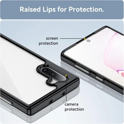 Vista 4 de Funda para Samsung Galaxy Note 10 [360 parachoques de goma completa y cubierta trasera transparente de PC] a prueba de golpes dura ultrafina funda