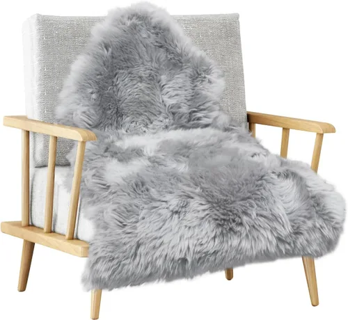 Vista 7 de MH MYLUNE HOME Alfombra de Piel de Oveja Genuina, Manta de Piel de Oveja Natural de Nueva Zelanda, Funda Lujosa y Esponjosa para Asiento/Silla