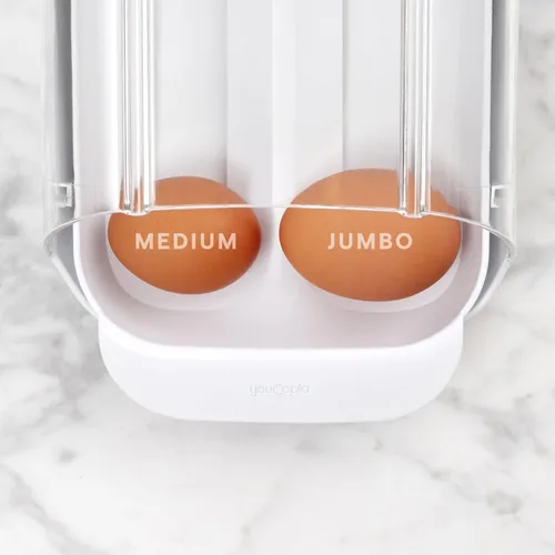Vista 6 de YouCopia FridgeView - Soporte rodante para huevos, organizador de huevos apilable sin BPA con bandeja extraíble para almacenamiento