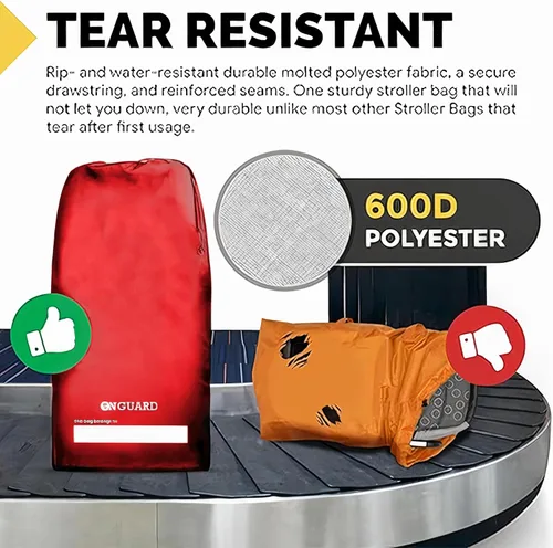 Vista 8 de OnGuard Bolsa de cochecito doble para avión Funda de cochecito Bolsa de cochecito Accesorios de viaje de avión de bebé Mochila compacta
