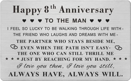Vista 12 de Emideary Tarjeta de felicitación de 4º aniversario para marido y hombre – Tarjeta de 4 años de aniversario de boda para él, esposo