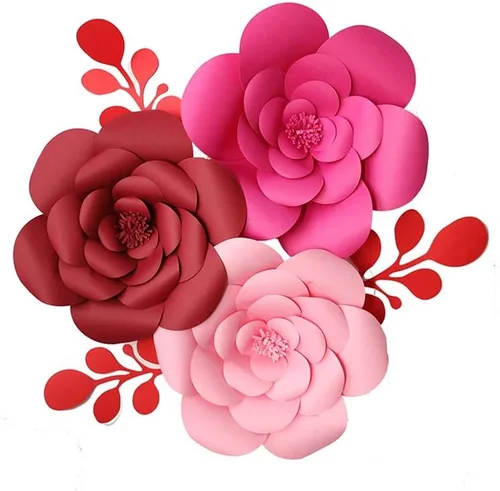 Vista 4 de Decoración de flores artificiales 3D de flores rojas para decoración de bodas (rojo 7.9 in)