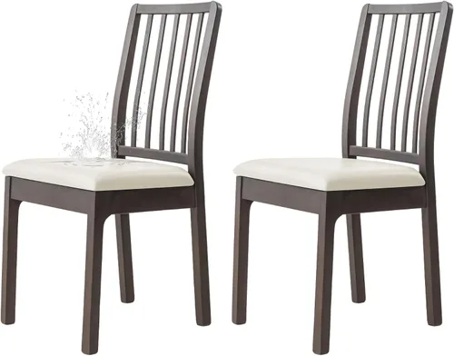 Vista 18 de Dimatic Juego de 2 fundas de asiento para silla, de piel sintética, impermeables, fundas elásticas para sillas de comedor, fundas protectoras