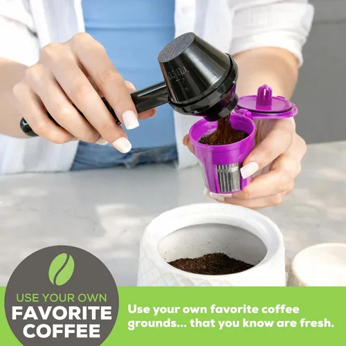 Vista 2 de Perfect Pod Café Fill Deluxe - Cafetera reutilizable K-Cup Refillable 1-Stream Capsule, Fits Keurig 1.0, 2.0, K-Mini, K-Duo, K-Select, K-Compact