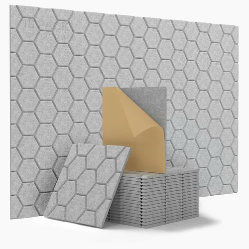 Vista 10 de Kuchoow Paneles de pared insonorizados, paneles autoadhesivos a prueba de sonido para paredes, paquete de 12 paneles de absorción de sonido de alta