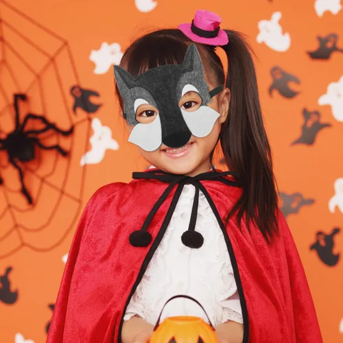 Vista 9 de Toyvian 3 máscaras de lobo de fieltro de animales de media cara máscara de disfraz decoración de disfraces regalos de fiesta para niños que usan gris