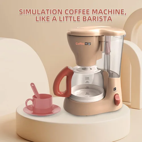 Vista 5 de Yalujumb Juego de juguetes de cocina, juego de electrodomésticos de cocina con cafetera, mezclador, tostadora con luces y sonidos realistas, regalo