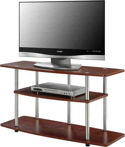 Vista 4 de Soporte de TV amplio, de 3 niveles. Producto Designs2Go de Convenience Concepts, Madera, Cereza