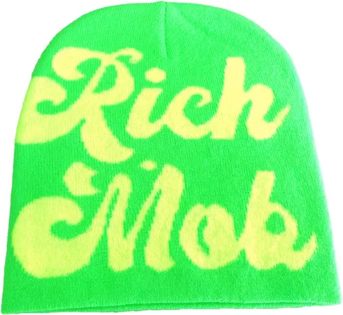 Vista 4 de CORIRESHA Gorros Y2K para hombre, gorro de punto con letras gráficas, gorro de invierno suave y cálido 2_beige café/gris rosa rojo