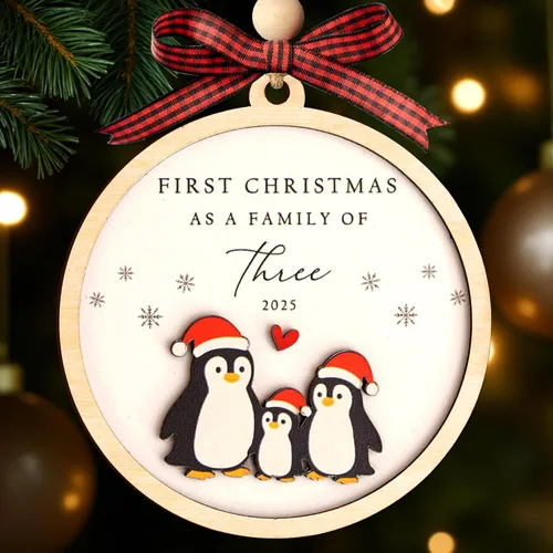 Vista 21 de Adornos de Navidad Familiares 2025, Nuestro Primer Adorno de Navidad como Familia de 3, Adorno de Árbol de Navidad, Adornos de Primer Navidad