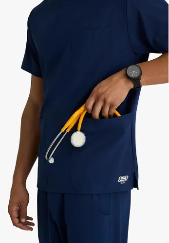 Vista 2 de Skechers Vitality by BARCO Crew - Camiseta médica con cuello en V cruzado, camiseta médica de tela sostenible para hombre