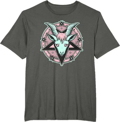 Vista 5 de Camiseta Kawaii Paste Creepy Goat Pentacle, Negro