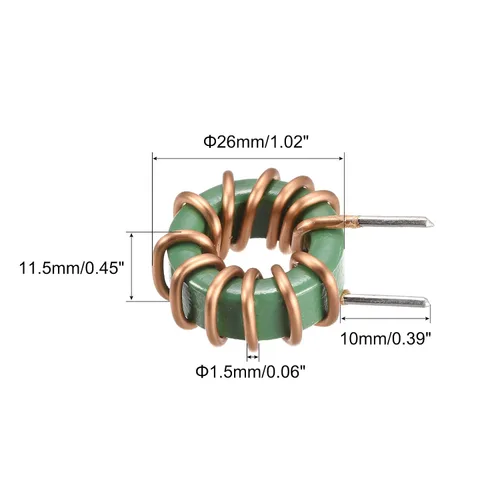 Vista 2 de MECCANIXITY Inductor vertical de bobina de cobre de inductancia toroide 1mH 10A para placa de circuito DIY, paquete de 5 for DIY Circuit Board
