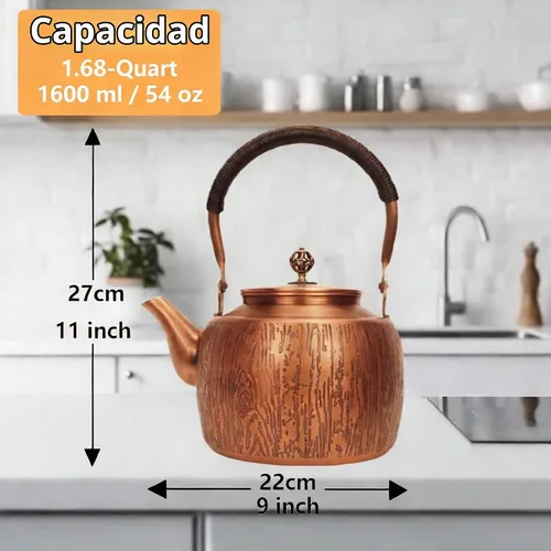 Vista 3 de Kkekos Tetera de Cobre Hecha a Mano para Estufa 2000ml (Tipo1)