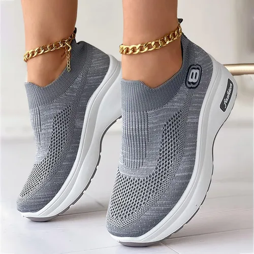 Vista 7 de Tenis altos blancos para mujer, zapatos para caminar para mujer, con soporte de arco y comodidad, zapatos casuales para mujer, zapatos casuales