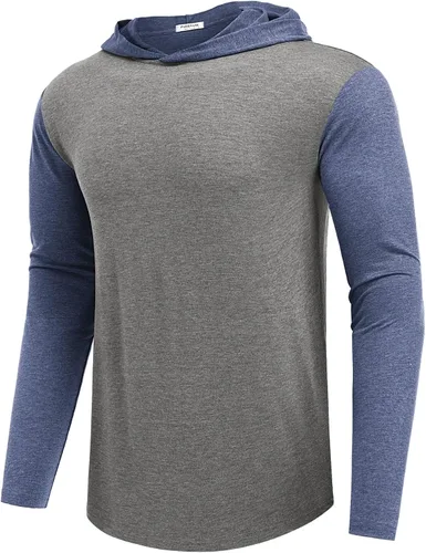 Vista 26 de PINSPARK Sudaderas ligeras con capucha tipo pullover para hombres, manga larga, sudadera con capucha para golf, gimnasio, entrenamiento, sudadera