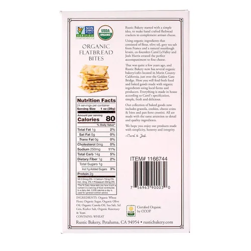 Vista 2 de Rustic Bakery Flatbread Bites 2 unidades – Sel Gris + Romero – Bocados de pan plano de masa madre hechos a mano – Galletas de salada marina