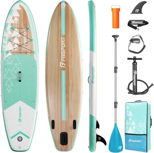 Vista 18 de FBSPORT Tabla de remo de pie prémium de 11 pies, tabla de yoga con accesorios de SUP y bolsa de transporte, amplia posición, control de surf