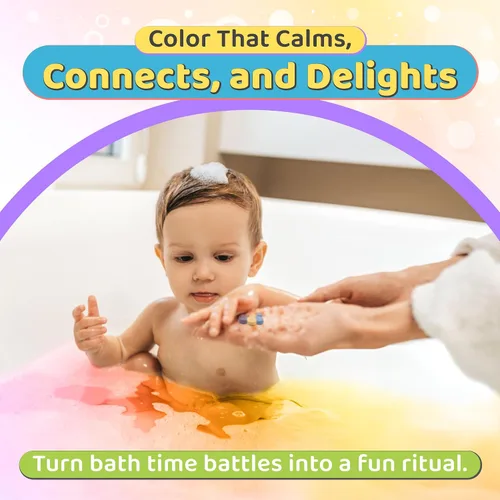 Vista 4 de Color MyBath - Tabletas de color de baño para niños, tarro de 300 unidades, cambio de color, no tóxico, no mancha, sin fragancia, mezcla tu propio
