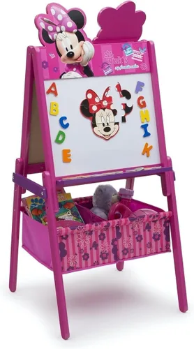 Vista 5 de Delta Children - Caballete de madera de doble cara para niños con almacenamiento - Ideal para manualidades, educación en casa y más, Minnie Mouse