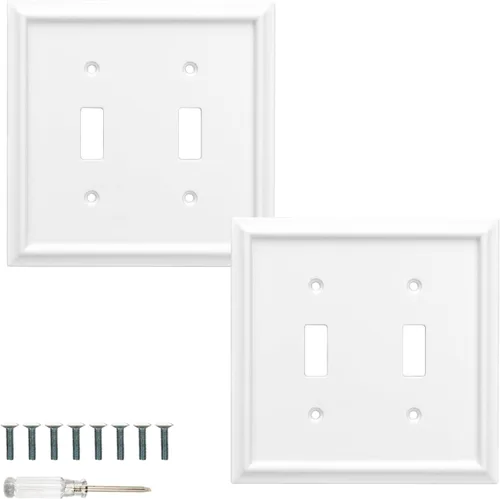 Vista 10 de Cubiertas para Tomacorrientes Dúplex de Pared, Cubierta Clásica para Interruptor de Luz Blanco – Placa de Cubierta de Tomacorriente Eléctrico