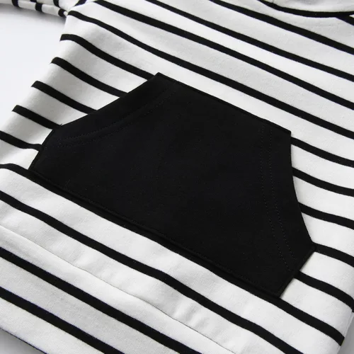 Vista 3 de Conjunto de sudadera con capucha de manga larga a rayas para bebés y niños pequeños