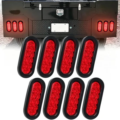 Vista 23 de 2 luces LED ámbar ovaladas para remolque, 6 pulgadas, luces LED ovaladas de parada, intermitentes, luces de freno de remolque lateral, lámpara de 2