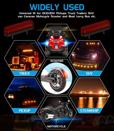Vista 8 de Kit de actualización de iluminación para camión, señal de cola secuencial 3 en 1, freno/giro con LED superbrillantes con 24 LED rojos y 10