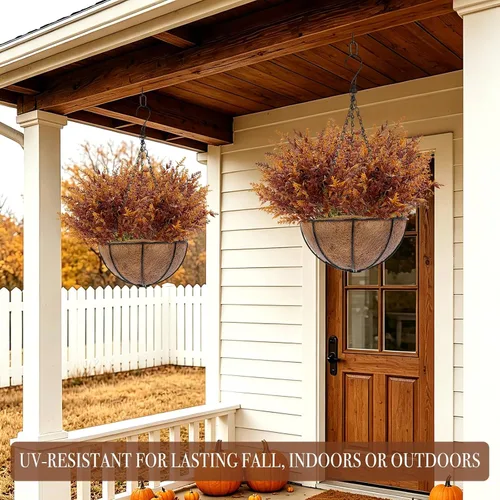 Vista 5 de TURNMEON 20 paquetes de flores artificiales de otoño para exteriores, decoraciones de otoño, resistentes a los rayos UV, lavanda artificial