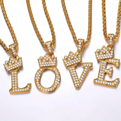 Vista 5 de U7 Collar con inicial de la A a la Z, dije de letra helada con cadena de 22 a 24 pulgadas, para hombres y mujeres, con nombre del alfabeto de hip