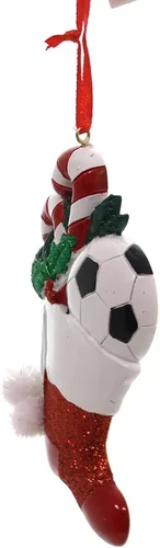 Vista 2 de Kurt Adler Adorno de calcetín de fútbol de Navidad, resina