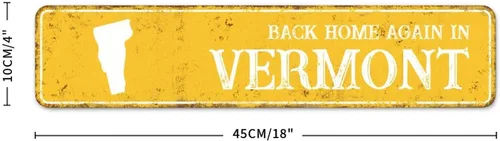 Vista 2 de Farmhouse Back Home Again in Vermont US State Map Silhouette Aluminum Tin Metal Sign Decorative Man Cave Street Metal Signs for Indoor Outdoor House