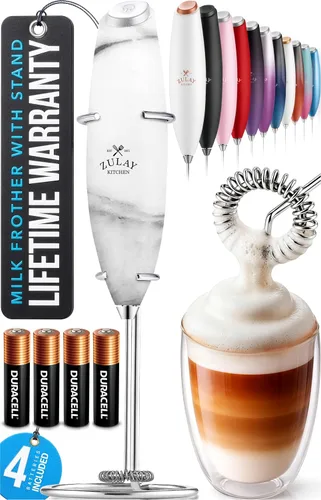 Vista 41 de Zulay Kitchen Potente varita espumadora de leche con 2 baterías Duracell – Mezclador de bebidas portátil ultrarrápido – Máquina de espuma eléctrica