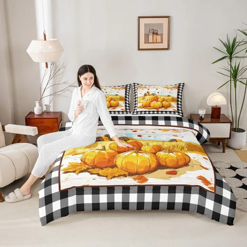 Vista 21 de Lindo juego de edredón de murciélago tamaño Queen con diseño de animales de Feliz Halloween, 3 piezas para decoración de habitación de niños