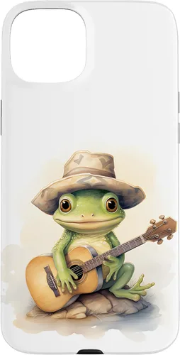 Vista 9 de Cute Little Green Frog Playing Guitar Case for iPhone 16