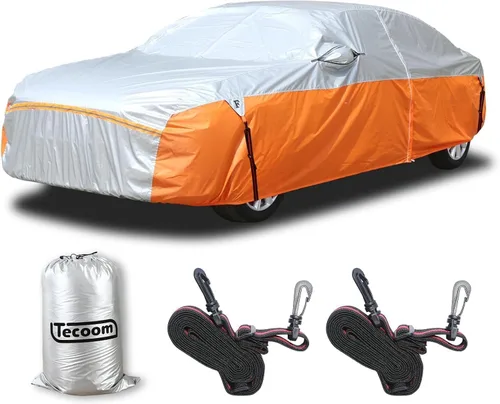 Vista 33 de Tecoom Funda impermeable para todo tipo de clima, resistente al viento, protector de granizo con forro polar y puerta con cremallera, protección